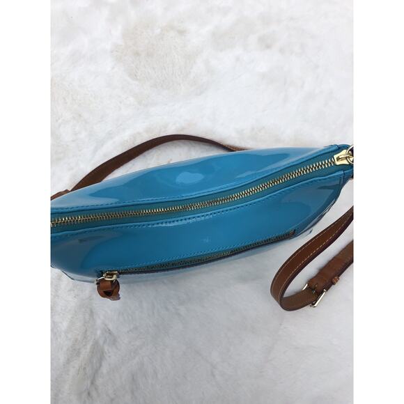 Dooney & Bourke Patent Leather Small Kiley Crossbody Sky Blue Bag B000543 - Picture 6 of 8